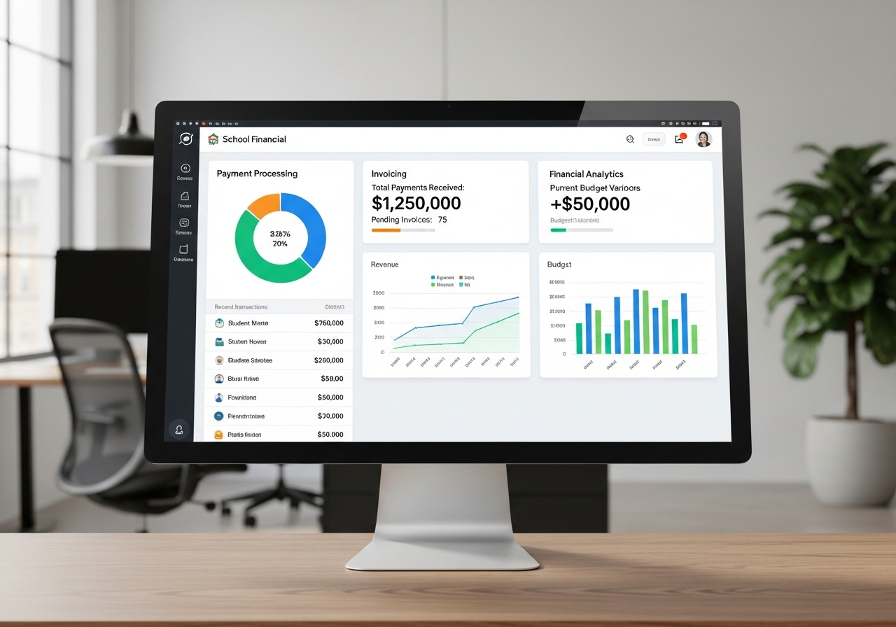 School management dashboard showing analytics and data